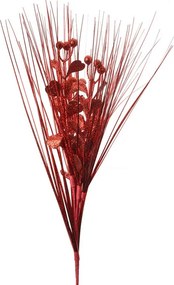 Vianočná červená umelá trblietavá vetvička s bobuľami - 31*6*78 cm
