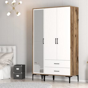 Šatníková skriňa Kiara RT (orech + biela). Akcia -19%. Vlastná spoľahlivá doprava až k Vám domov. 1088482