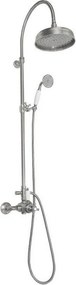 Mosadzná sprchová súprava v matne striebornej farbe s termostatickou batériou s hlavovou sprchou a ručnou sprchou 142 cm Antea – Sapho