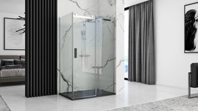 Rea Black Rock, konglomerátová sprchová vanička 120x80x3,5 cm + sifón, čierna, REA-K4579
