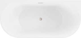 Mexen Oval, voľne stojaca nástenná vaňa 140 x 75 cm, biela, brúsená oceľ prepad, 52671407500-97