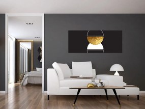 Obraz - Abstrakcia zlatá a čierna N⁰2 (120x50 cm)