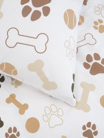 Bavlnená obliečka na vankúš Renforcé 50 x 70 cm – Psie labky biele