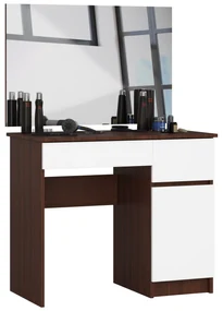 Toaletný stolík Parijat (wenge + biela) (so zrkadlom) (P). Vlastná spoľahlivá doprava až k Vám domov. 1070901