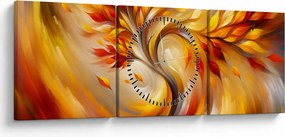 Obraz - Jesenný strom (s hodinami) (90x30 cm)