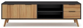 Čierny/prírodný TV stolík z borovicového dreva 180x53 cm Lavis – Marckeric