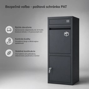 Poštová a balíková schránka paczkobox, kovová, vonkajšia, uzamykateľná, antracitová PAT
