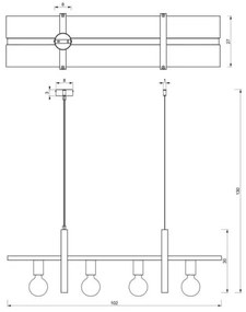 Luster na lanku SHELF 4xE27/60W/230V