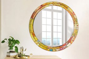 Okrúhle ozdobné zrkadlo Farebné okno z farebného skla fi 80 cm