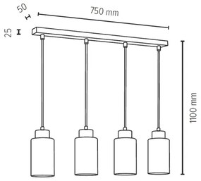 Spot-Light 1720474 - Luster na lanku BOSCO 4xE27/60W/230V