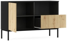 Komoda LANZZI 120x40 cm, čierna/dub