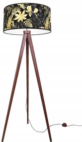 Stojacia lampa Gold Flowers, 1x čierne textilné tienidlo s kvetinovým vzorom, (výber zo 4 farieb konštrukcie), (fi 40cm)