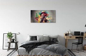 Obraz na skle Klaun farba poznámky 120x60 cm