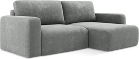 Sivá ženilková rozkladacia/s úložným priestorom rohová pohovka (pravý roh/s leňoškou) Kona – Makamii