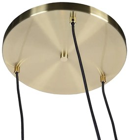 Art deco závesné svietidlo mosadz s modrým sklom - Pallon