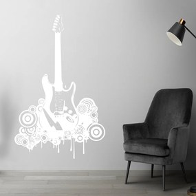 Veselá Stena Samolepka Elektrofonická gitara Farba: biela, Veľkosť: 80 x 50 cm