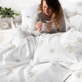 Goldea vianočné bavlnené posteľné obliečky - snehové vločky na bielej 140 x 200 a 70 x 90 cm