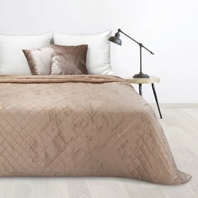 Dekorstudio Zamatový prehoz na posteľ LUIZ6 s lesklým mramorovým vzorom - béžový Rozmer prehozu (šírka x dĺžka): 170x210cm
