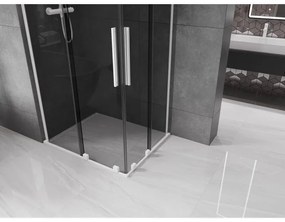 Mexen Velar L Duo, sprchový kút s posuvnými dverami 100 x 90 cm, 8mm šedé sklo, biela matná, 871-100-090-02-43-20