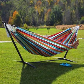 Relaxačná HAMAKA AVENBERG BELINDA - červená-biela-modrá-tyrkys
