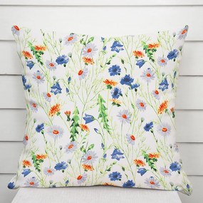 Biante Bavlnená obliečka na vankúš Sandra SA-601 Margaréty a zvončeky na bielom 45 x 45 cm