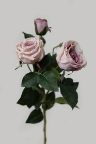 Fialová umelá trojkvetá ruža na stonke 73cm