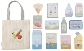 Nákupný vozík s doplnkami drevený