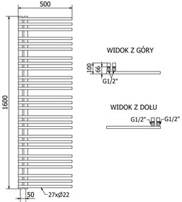 Mexen Neptun, vykurovacie teleso 1600x500 mm, 662 W, chrómová, W101-1600-500-00-01