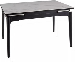 Jedálenský rozkladací stôl Sento 120/180 cm keramika biely mramor/čierny