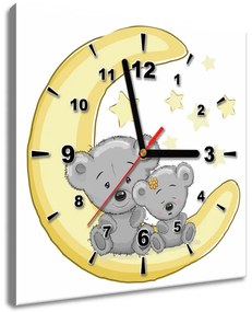 Gario Obraz s hodinami Roztomilí mackovia na mesiaci Rozmery: 30 x 30 cm