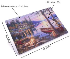 Nástenná maľba Západ slnka Kanada, 4 LED diódy, 40 x 60 cm
