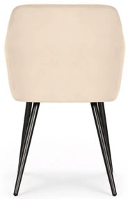 Sada dvoch jedálenských stoličiek ESTELLE zamatové, béžové / čierne nohy (2 ks)