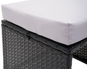 Set 2 polyratanových kresiel HWC-G16 - čierna, podušky svetlosivé