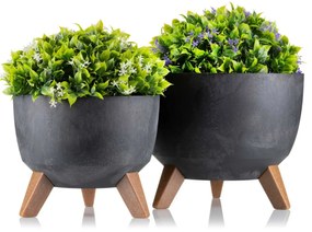 Sada 2 květináčů Rosa Linea černý beton