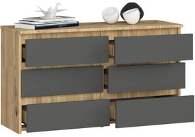 Komoda CL100 6SZ - dub artisan/sivá