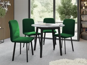 Jedálensky set Kirtore S 90 so 4 stoličkami Lekoz, Farby:: Amor Velvet 4318, Farby:: sivý mramor / čierna