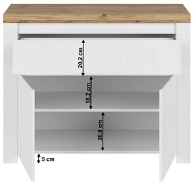 Skriňa VILGO 2D1S, lesklá biela