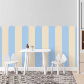 Zástena za posteľ pre chlapcov „Oblúk – Blue Beige (neutrálna béžová – imodrá)