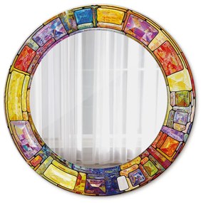 Okrúhle ozdobné zrkadlo Farebné okno z farebného skla fi 50 cm