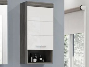 Závesná kúpeľňová skrinka Scout, šedý dub/biela lesk%