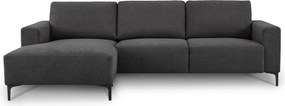 Antracitová ženilková rohová pohovka (ľavý roh/s leňoškou) Fabian – Scandic