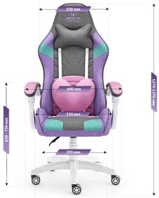 Herná stolička RAINBOW RUŽOVÁ-FIALOVÁ-MÄTOVÁ-SIVÁ LÁTKA