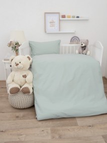 Bavlnené obliečky Renforcé do postieľky – Jasmine sivozelená