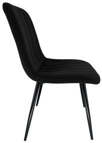 Prošívaná čalouněná sametová židle Demia černá
