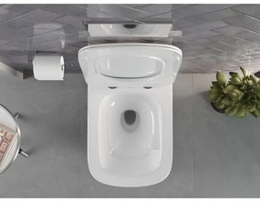 Mexen Vivo, závesná WC misa 555x370x335 mm, Rimless Tornádo + WC sedadlo z duroplastu, biela lesklá, 30610200T
