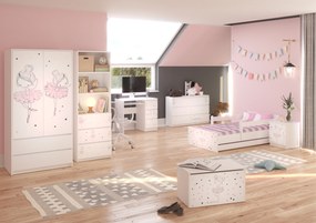 Detská posteľ MAX - 160x80 cm - RUŽOVÁ BALETKA - biela