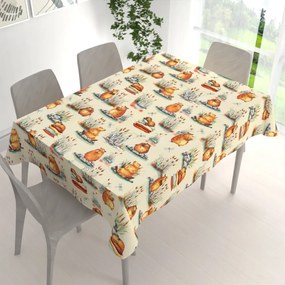 Biante Detský bavlnený obdĺžnikový obrus Sandra SA-710 Kapybary na krémovom 120x160 cm