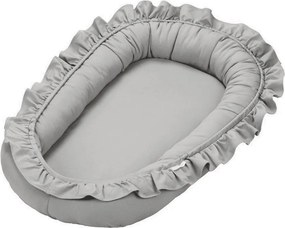 Hniezdo pre bábätko s volánom svetlo šedá 83x54cm