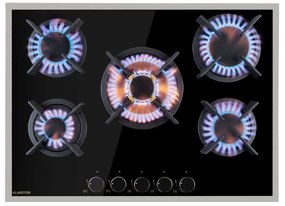 Klarstein Goldflame 5 Prime, plynová varná doska, 5 Messing horákov, sklokeramika