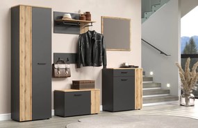 Nástenný šatníkový panel Esteban, antracit/dub evoke